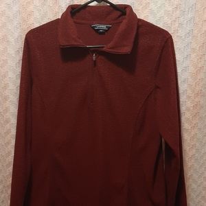 ♠️ Lands End Burgandy Shamrock Leaves Textured Pull Over Fleece